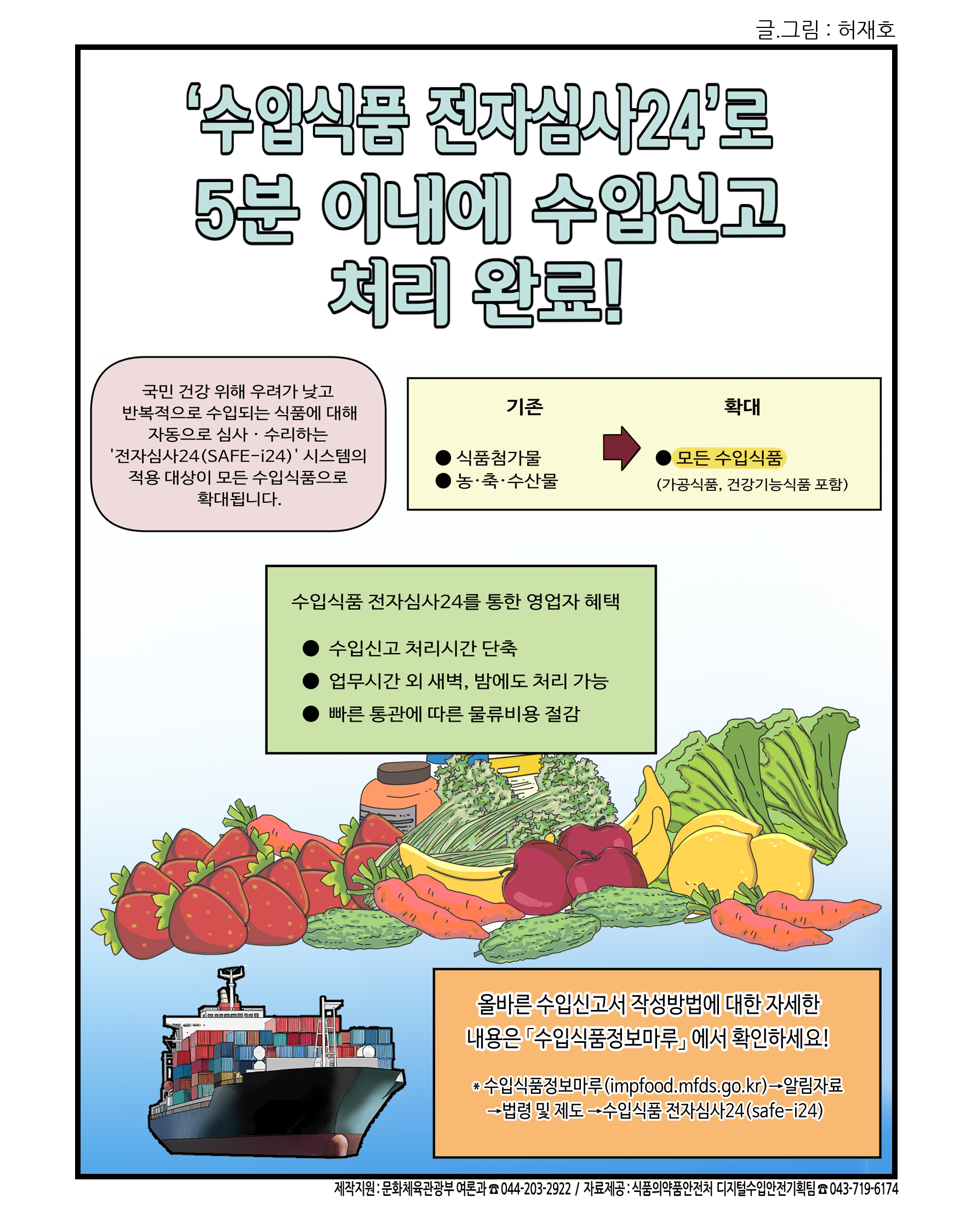 국정홍보만화 안내 (2024년 7월) - 수입식품 전자심사24’로 5분 이내에 수입신고 처리 완료, 기록으로 어둠을 밝히겠습니다. 「2024 북한인권보고서」 발간 3