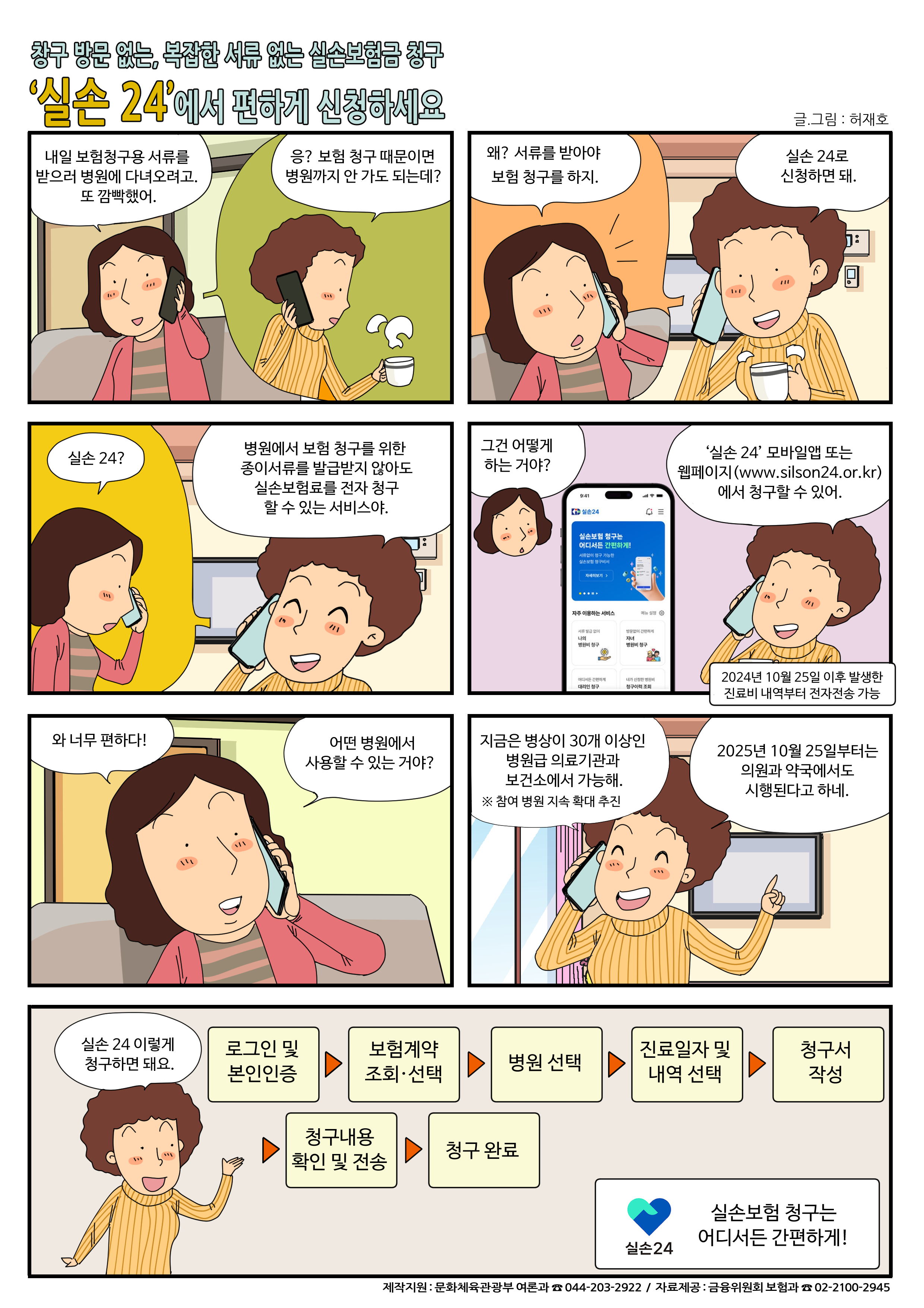 국정홍보만화 안내 (2024년 12월) - 실손보험금 청구 ‘실손24’에서 편하게 신청하세요, 개인용 혈당측정기의 안전하고 올바른 사용법 2