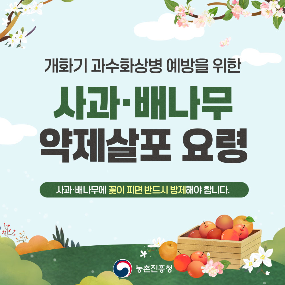 「과수화상병 예방을 위한 개화기 약제살포 카드뉴스」 안내 1