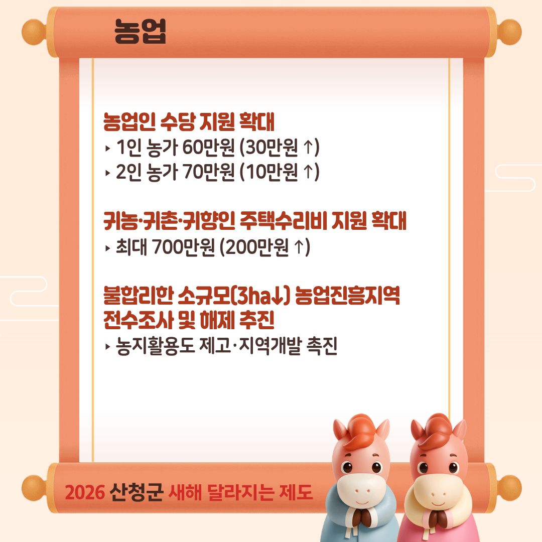 2026년 산청군 새해 달라지는 제도 안내 2