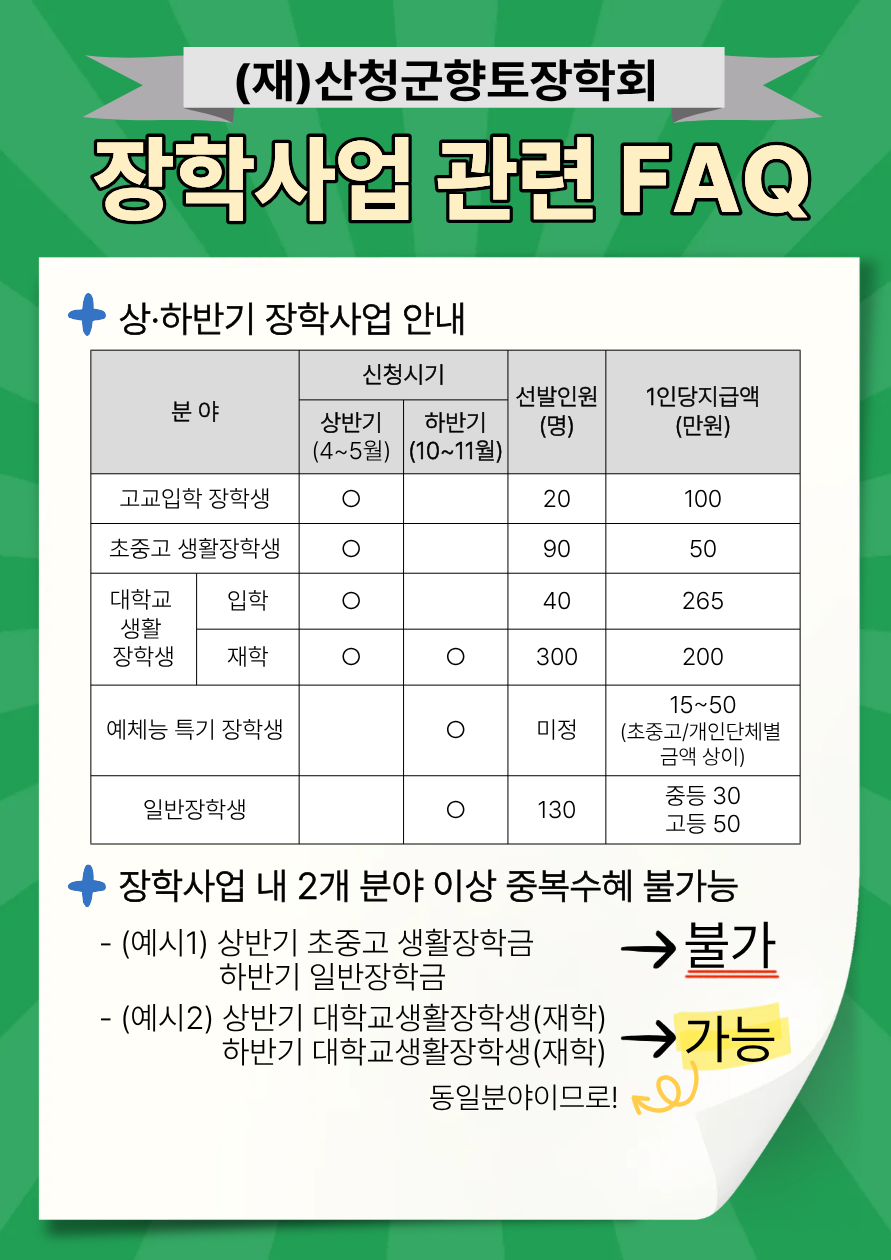 2026년도 (재)산청군향토장학회 상반기 장학생 선발 공고 2