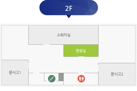 금서면 부서별 2F 배치도(비상계단, 화장실, 문서고, 면장실, 회의실, 다용도실)순으로 내용을 담고 있습니다